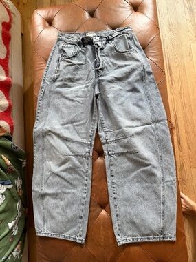 Free People barrel leg grey jeans